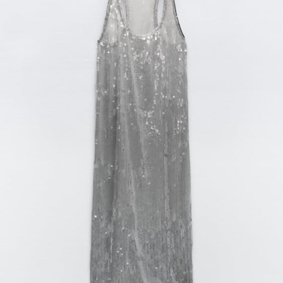 ZARA SEQUIN DRESS SILVER | 2712/246 326/015 - Picture 5 of 7
